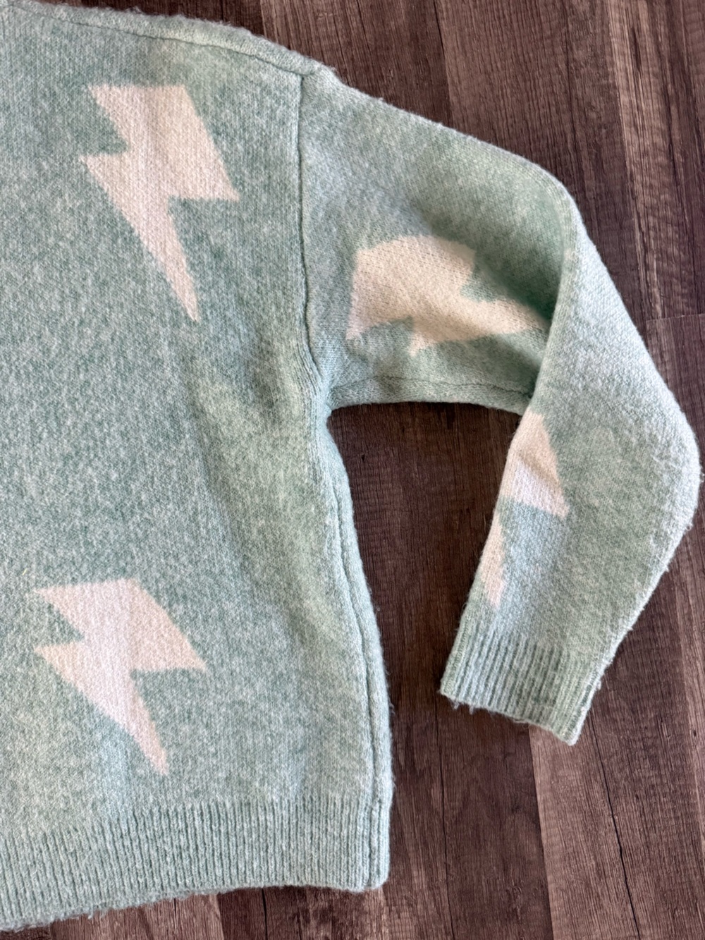 Storia Sweater Blue Lightning Bolt Long Sleeve Boxy Fit Sweater Size Small - Picture 7 of 9